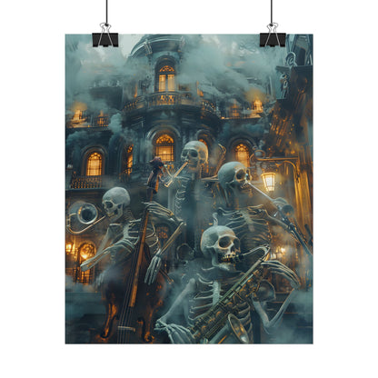 Victorian Lowbrow Skeleton Jazz Band: Dark Artwork - Poster