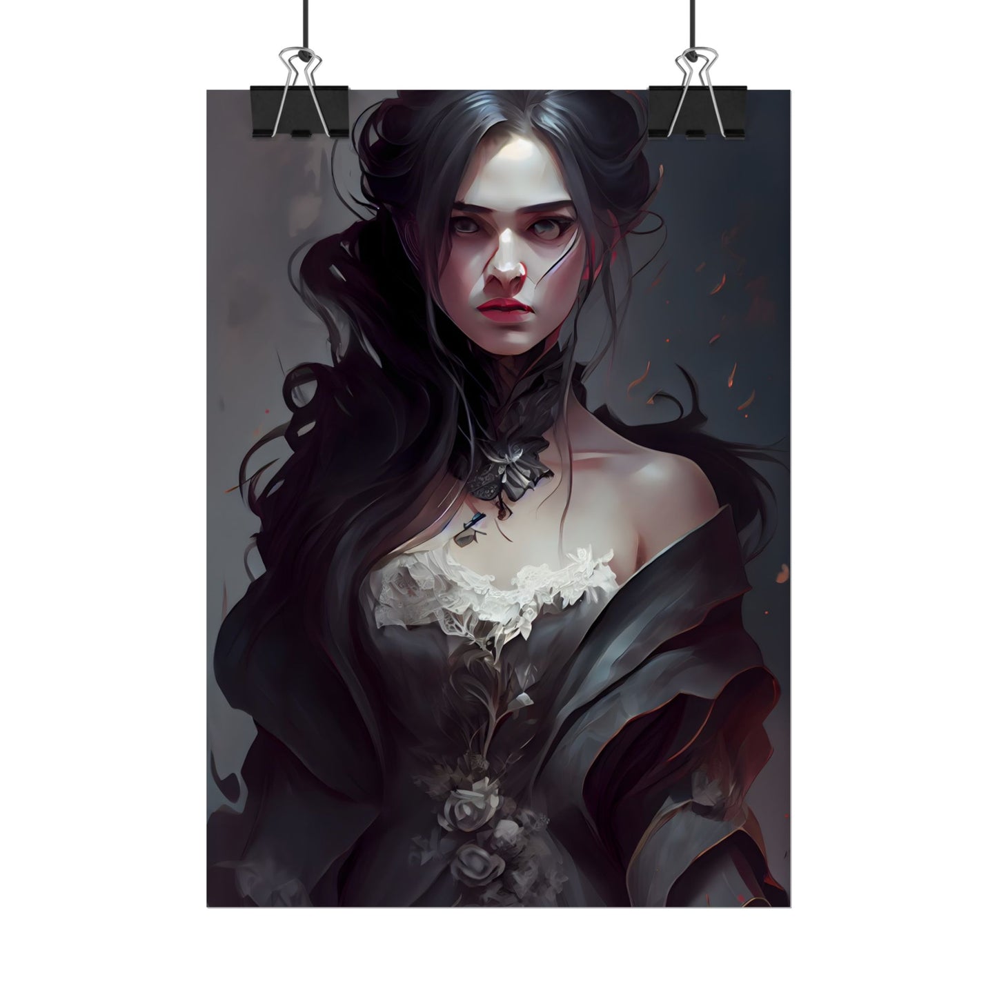 Black Haired Female Portrait: Elegant Outdoor Beauty - Poster