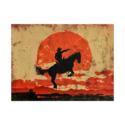 Vintage Rodeo Cowboy: Classic Bucking Bronco Art - Poster