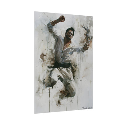 Watercolor Artwork: Man Dancing in Dynamic Movement - Poster