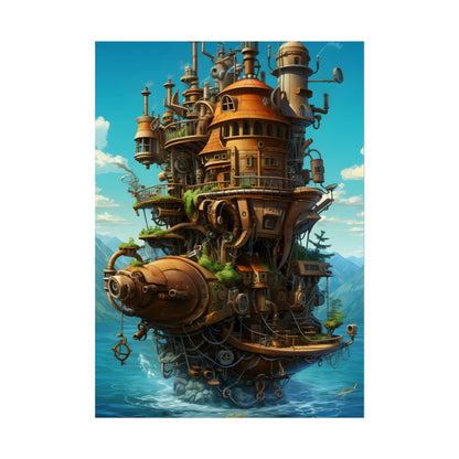 Oceanic Steampunk Treasure Dive: Underwater Adventure Artwork - Poster