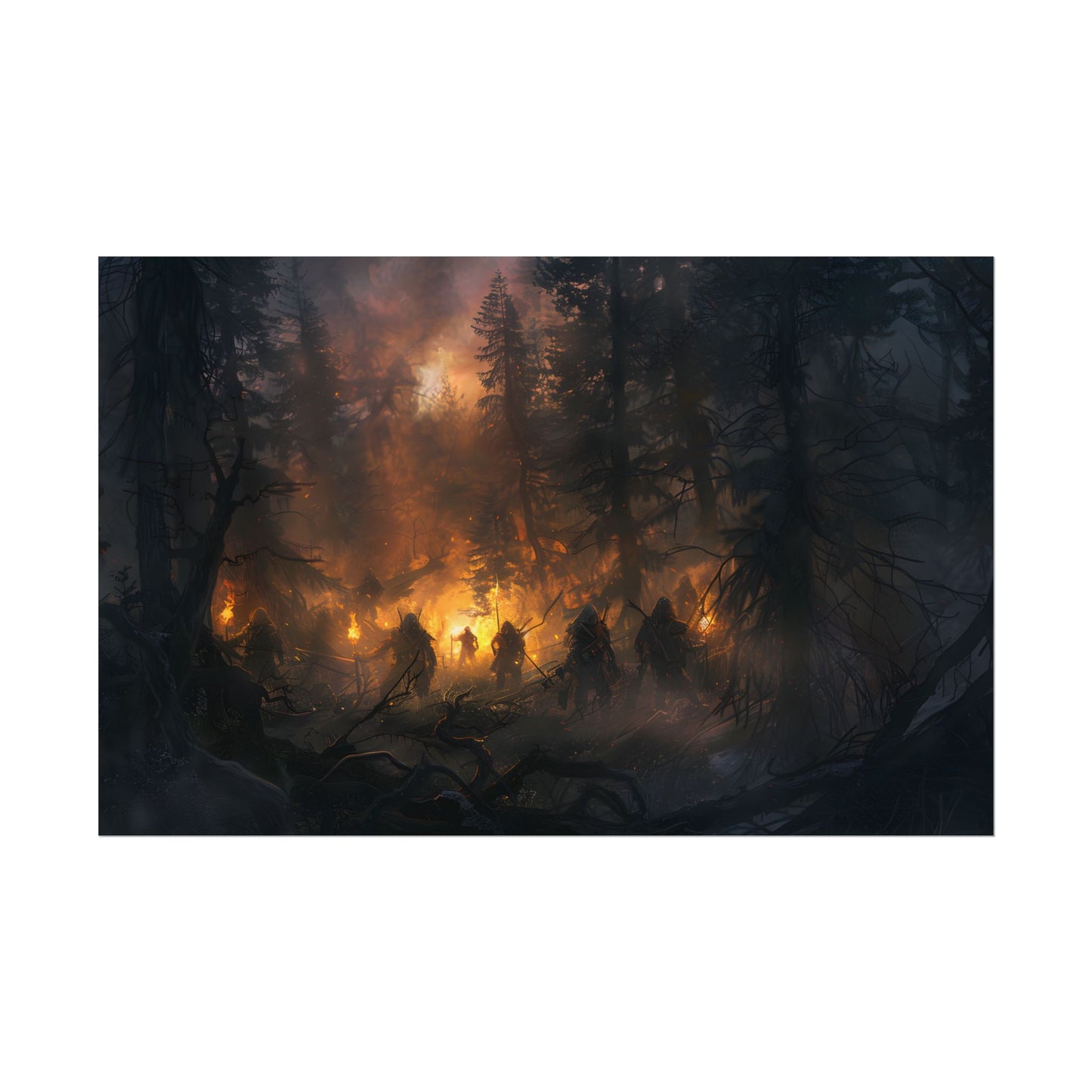 Tranquil Forest Sunset: People Connecting with Nature - Poster