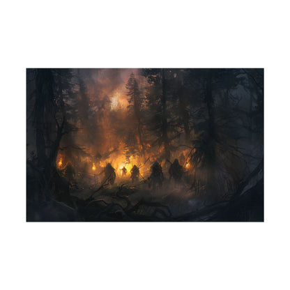 Tranquil Forest Sunset: People Connecting with Nature - Poster