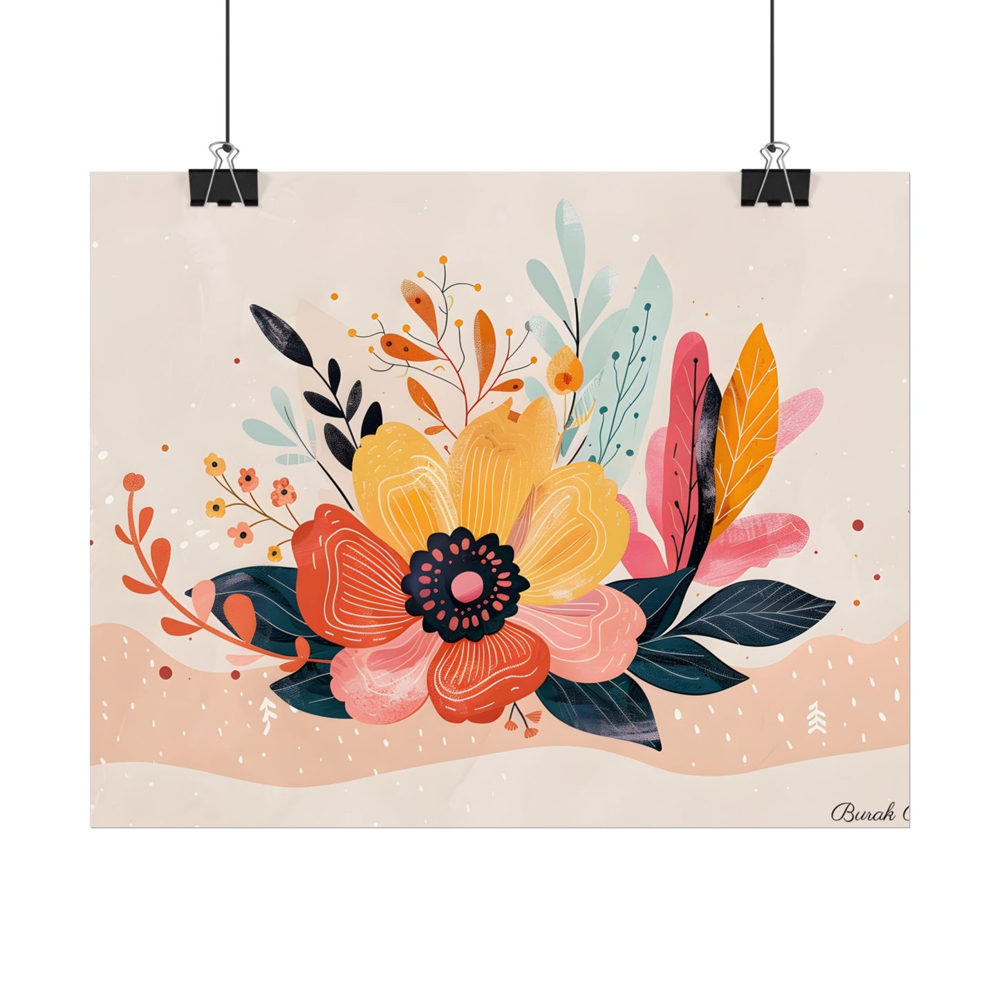 Blooming Growth: Vibrant Flower Artwork - Poster