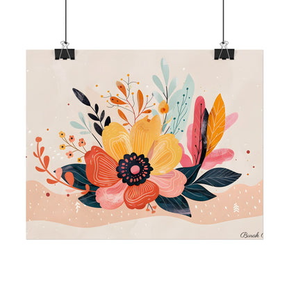 Blooming Growth: Vibrant Flower Artwork - Poster