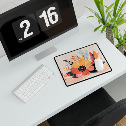 Blooming Growth: Vibrant Flower Artwork - Desk Mat