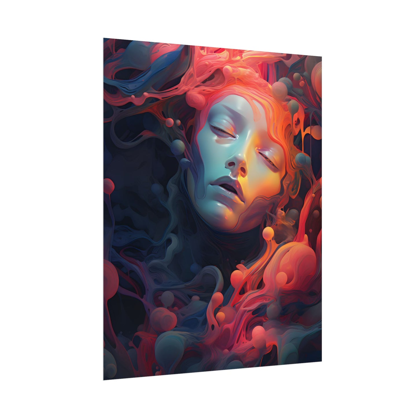 Abstract Cyber Dreamscape: Digital Artwork - Poster