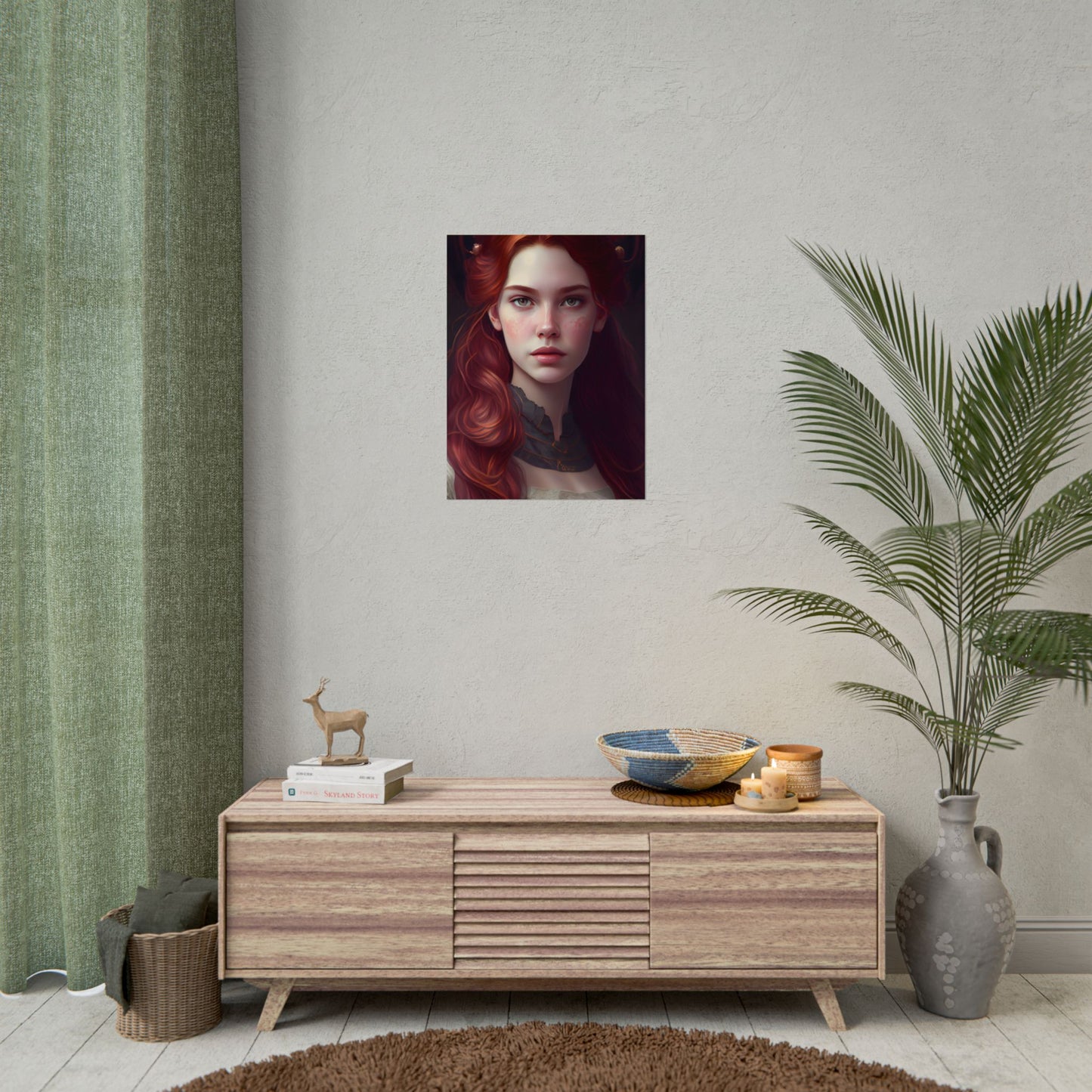 Beautiful Redhead Female Portrait: Classic Timeless Artwork - Poster