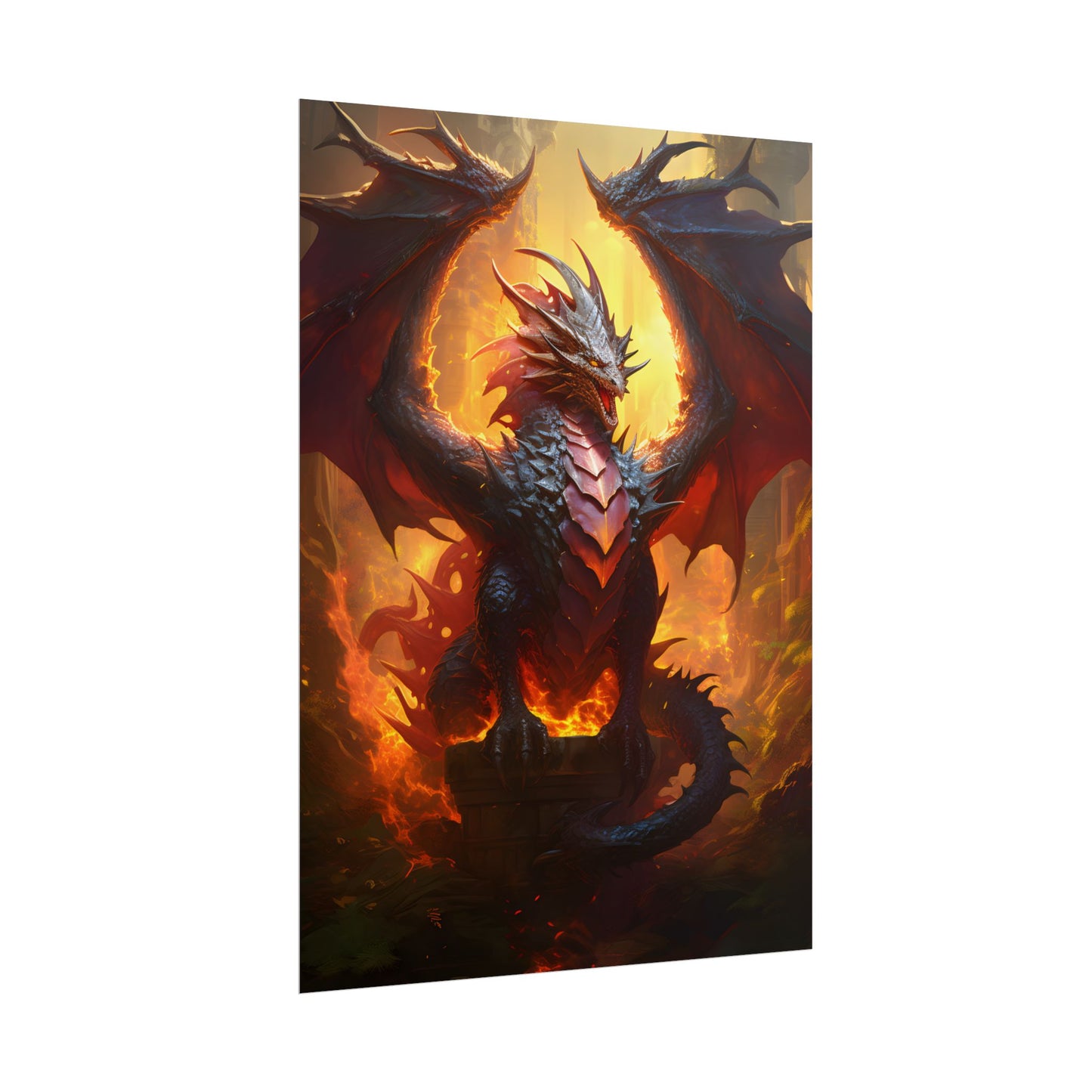 Fantasy Dragon's Treasure Hoard: Ancient Artwork - Poster