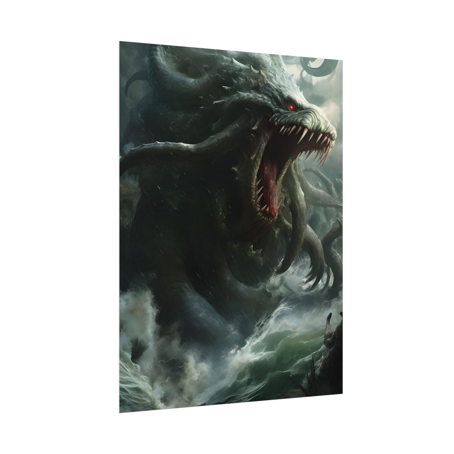 Mythic Ocean Terror: Ancient Sea Monster with Six Tentacles - Poster