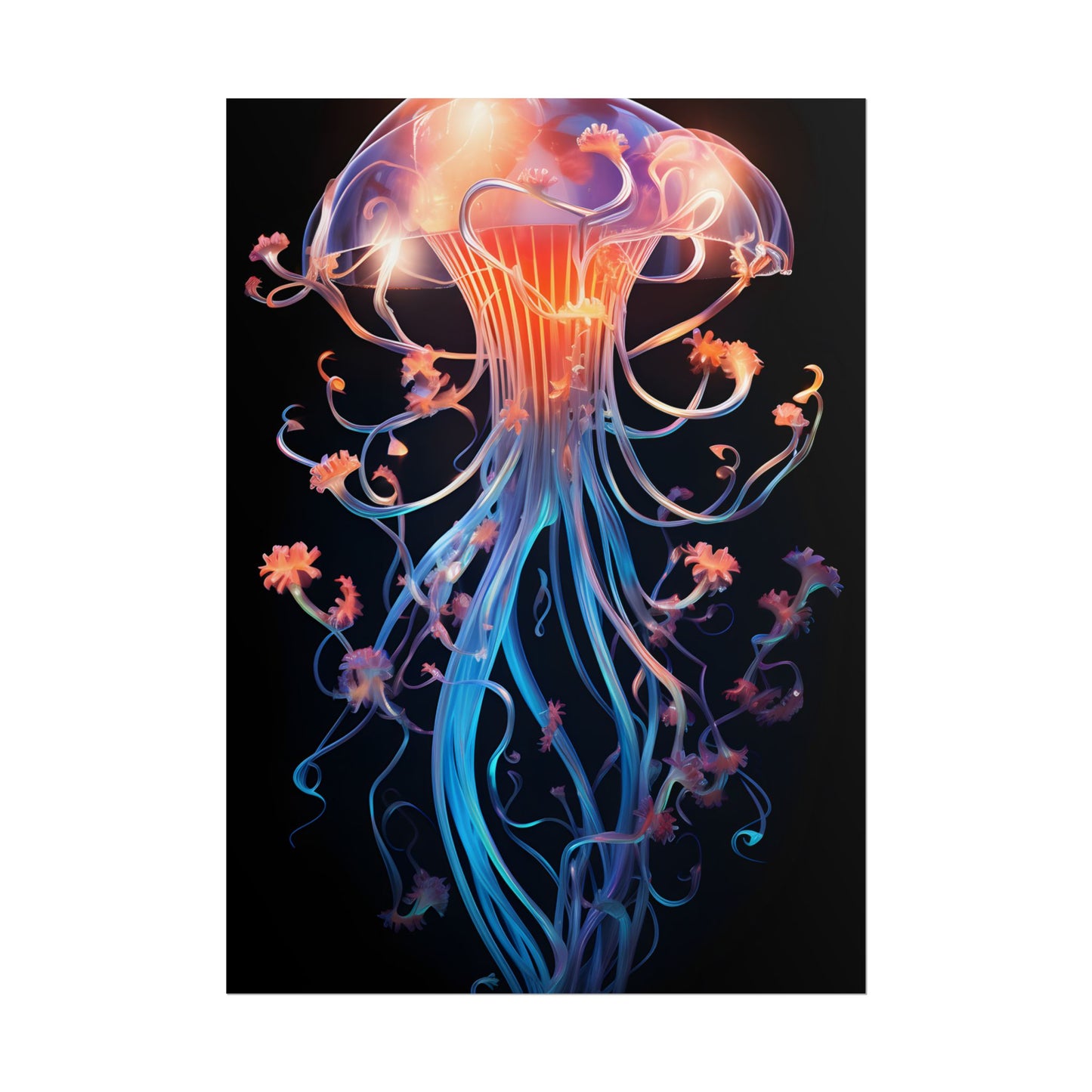 Bioluminescent Oceanic Ballet: Elegantly Poised Dancer in Underwater Performance - Poster