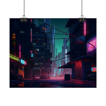 Nightfall in Neo-City: A Melancholic Cyberpunk Scene - Poster
