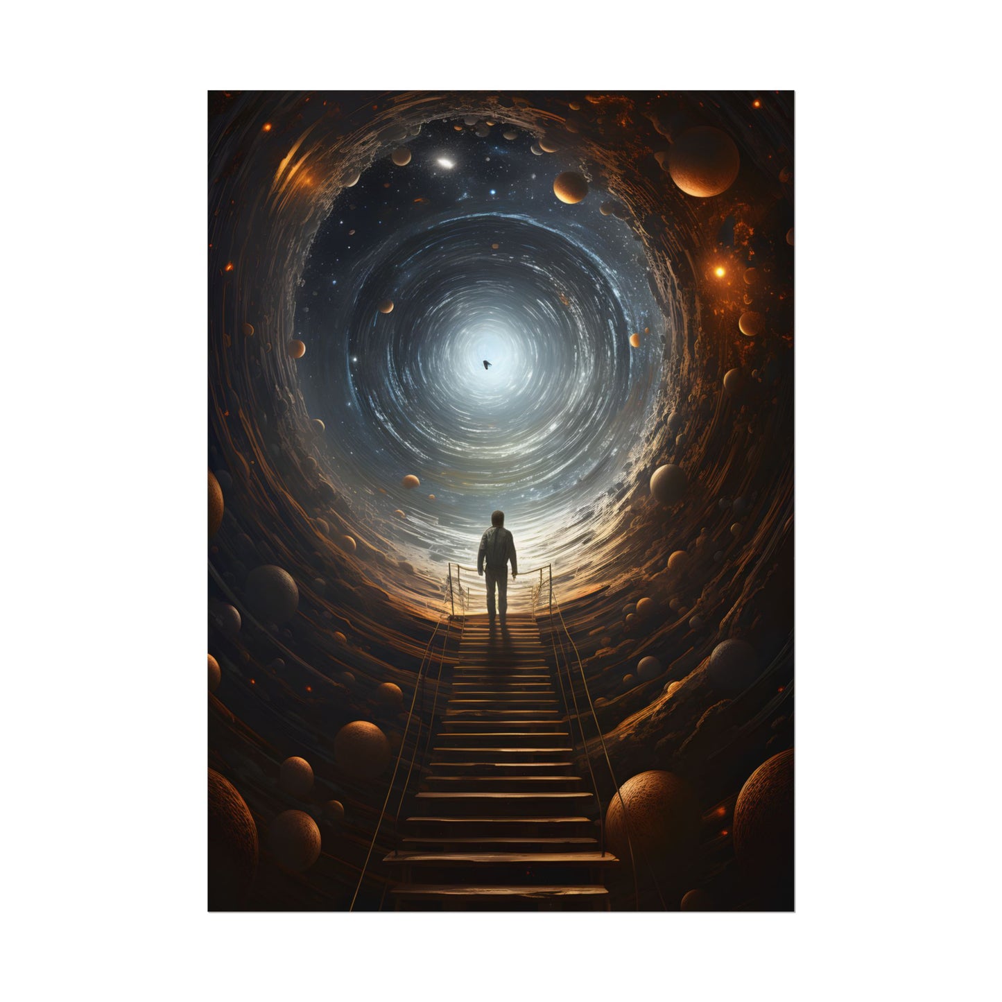 Space-Time Explorer: Intrepid Journey in Black and White - Poster