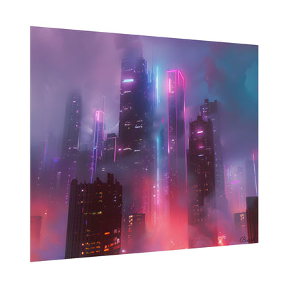 Futuristic Cityscape: Neon Dreams in the Urban Sky - Poster
