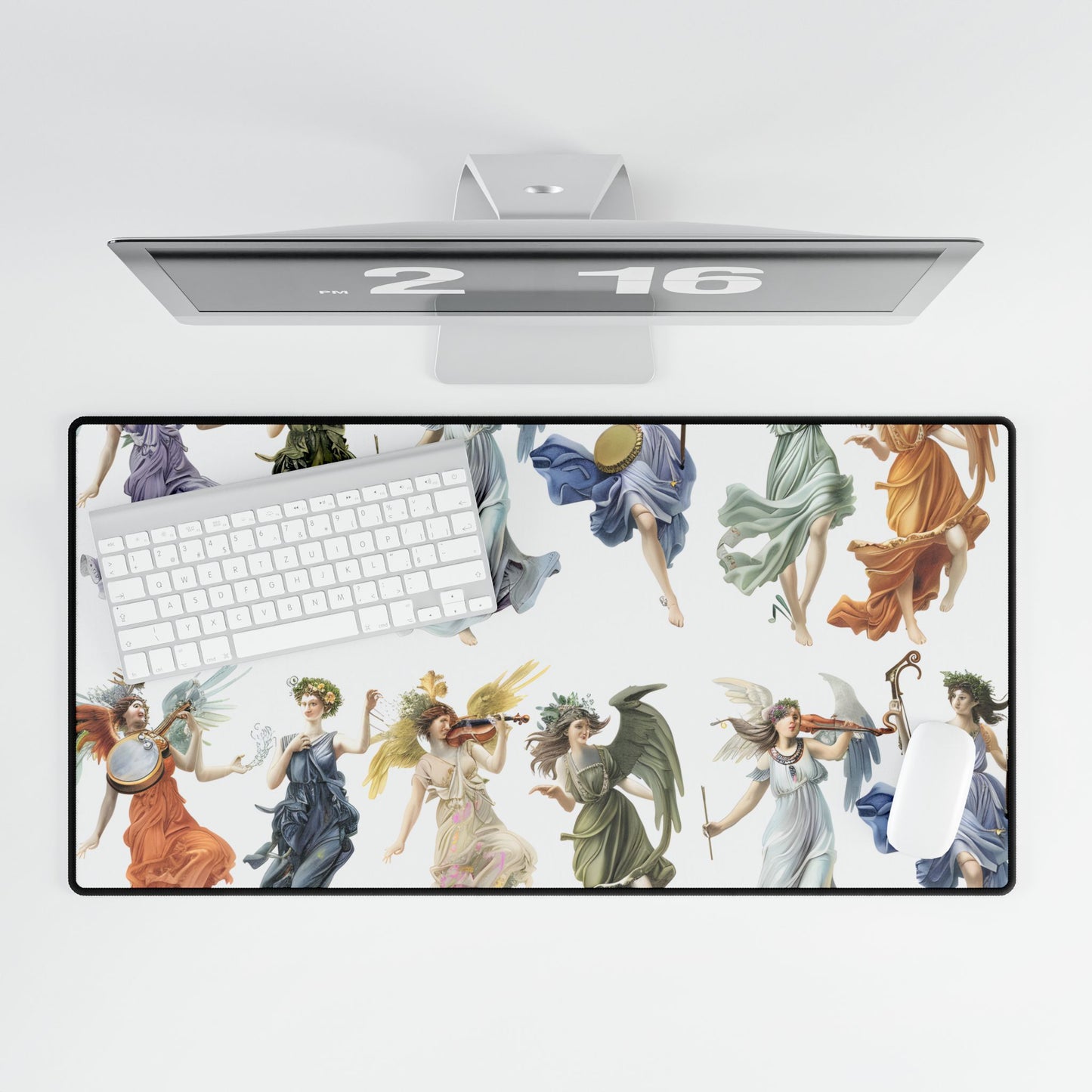 Ethereal Greek Goddesses: Classical Artwork featuring Nine Unique Deities - Desk Mat