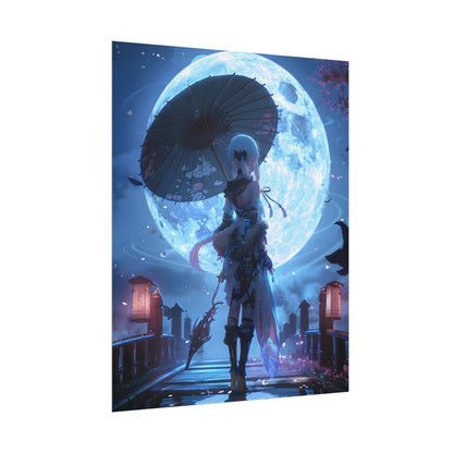Anime Winter Scene: Girl Holds Umbrella - A Delicate Moment - Poster