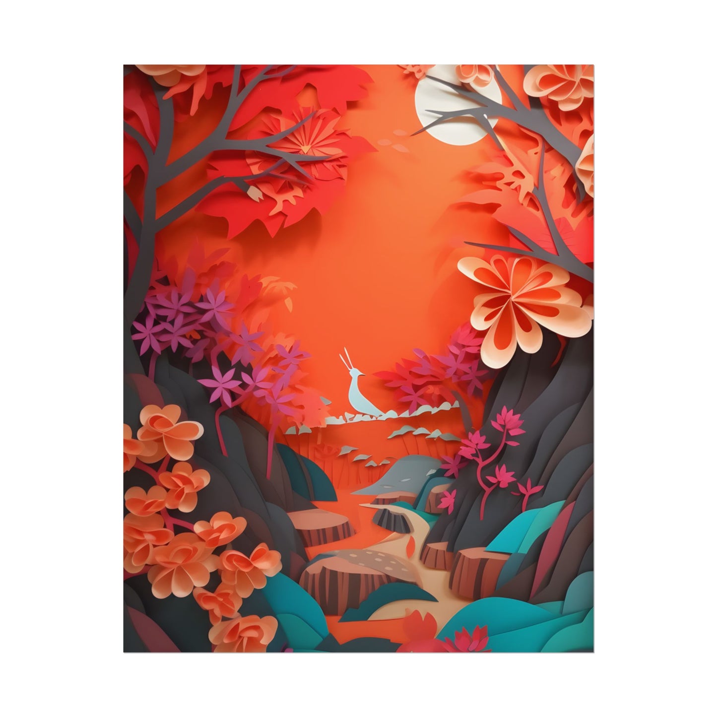 Vibrant European Landscape: Colorful Paper Quilling Art - Poster
