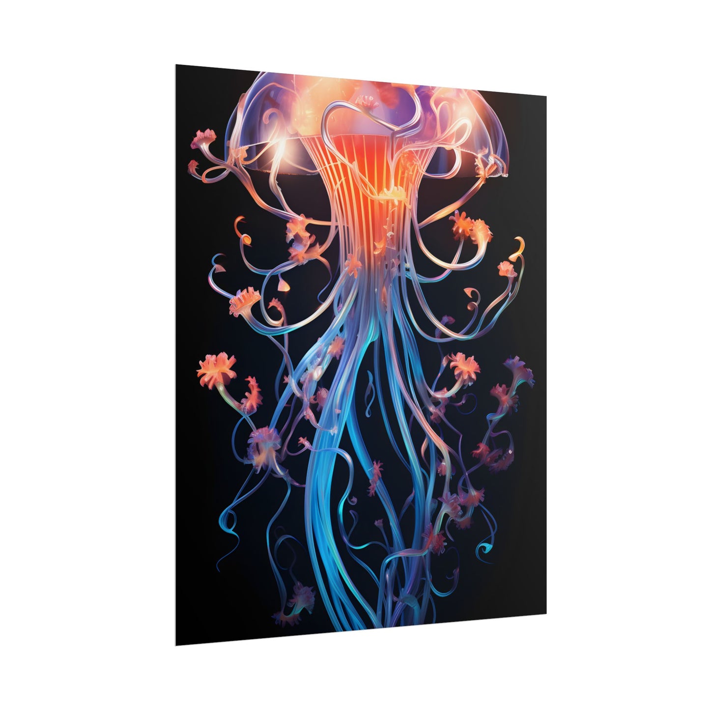 Bioluminescent Oceanic Ballet: Elegantly Poised Dancer in Underwater Performance - Poster