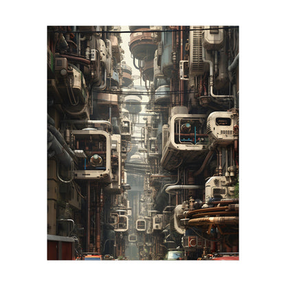Steampunk Post-Apocalyptic City: Nighttime Digital Artwork - Poster