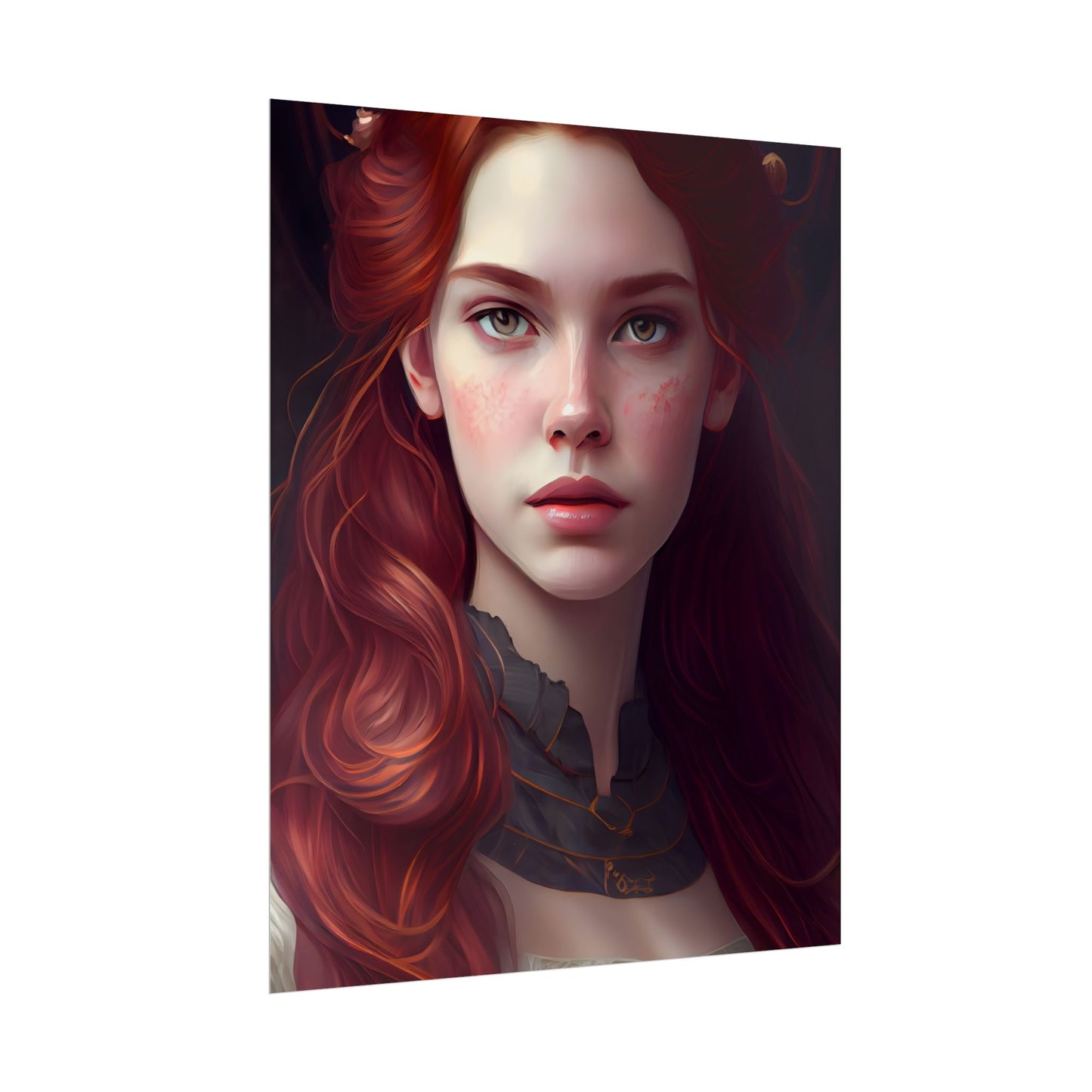 Beautiful Redhead Female Portrait: Classic Timeless Artwork - Poster