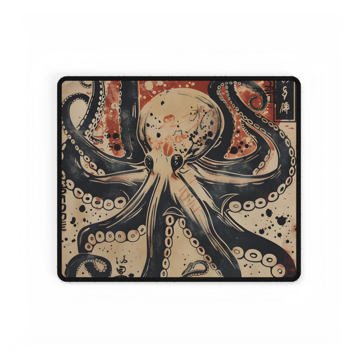Stylized Octopus: Vibrant Japanese Ukiyo-E Artwork - Desk Mat
