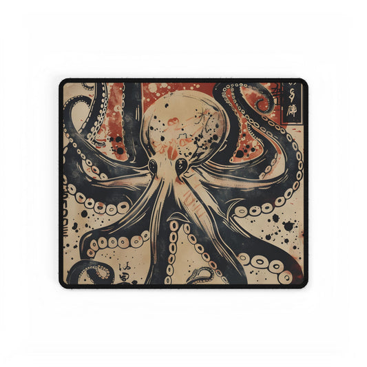 Stylized Octopus: Vibrant Japanese Ukiyo-E Artwork - Desk Mat