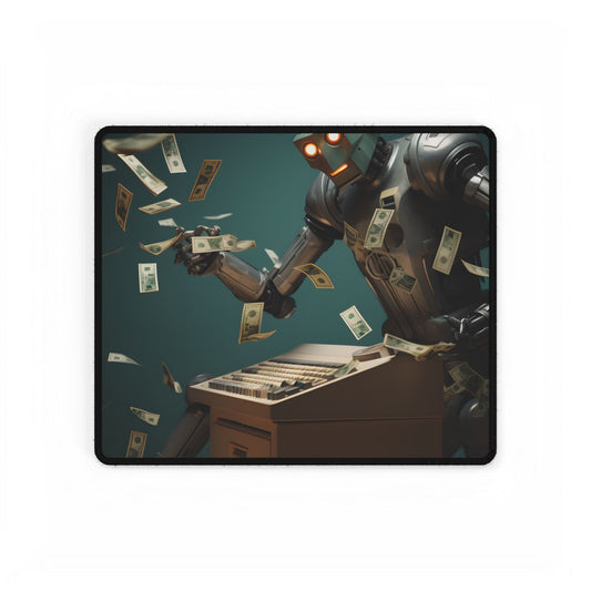 Robotic Art Heist: Modern Masterpieces Meet Metal Minds - Desk Mat