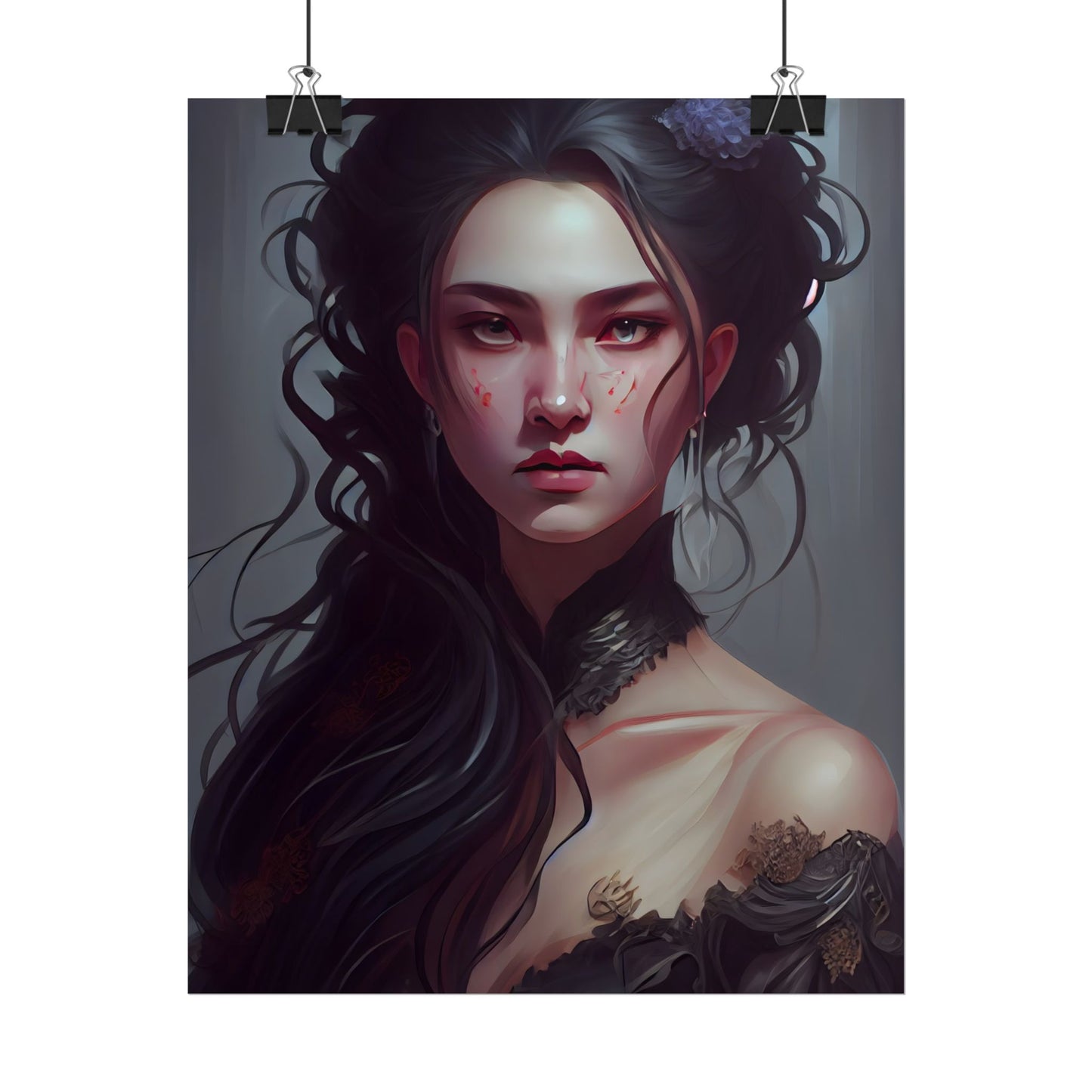 Astonishing Female Portrait: Dr. Black Hair Elegance - Poster