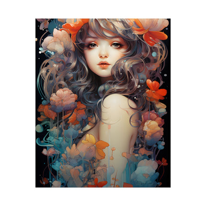 Peaceful River Garden: A Tranquil Landscape with Roses - Poster