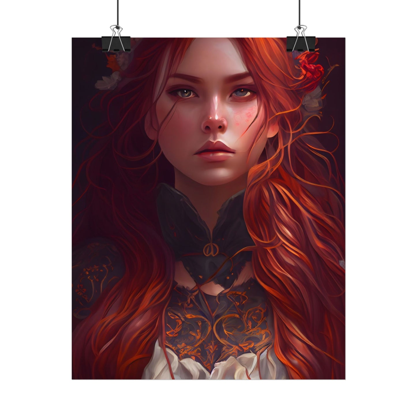 Redhead Female Portrait in a Dress - Poster