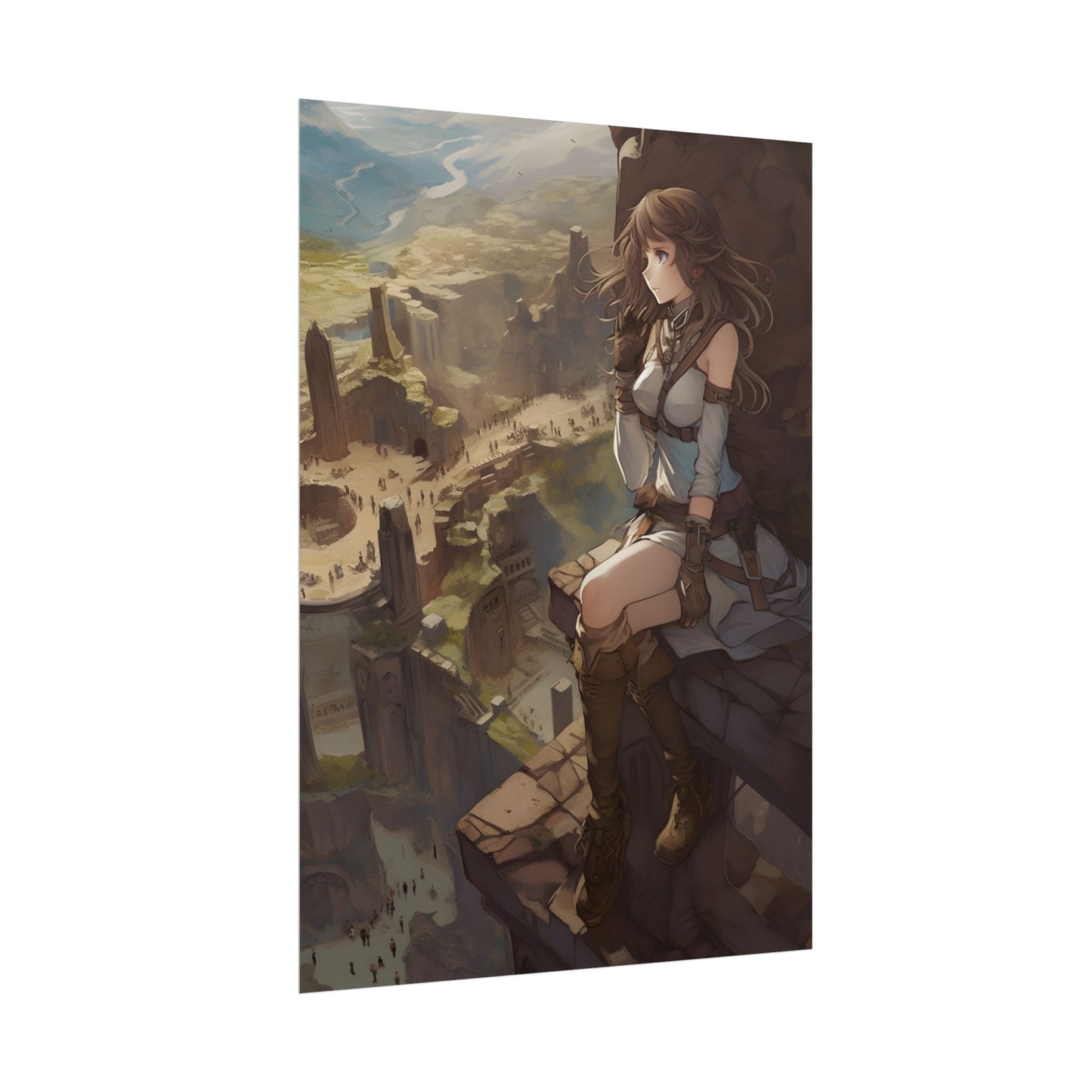 Heroic Bird's Eye View: A Detailed Anime Scene - Poster