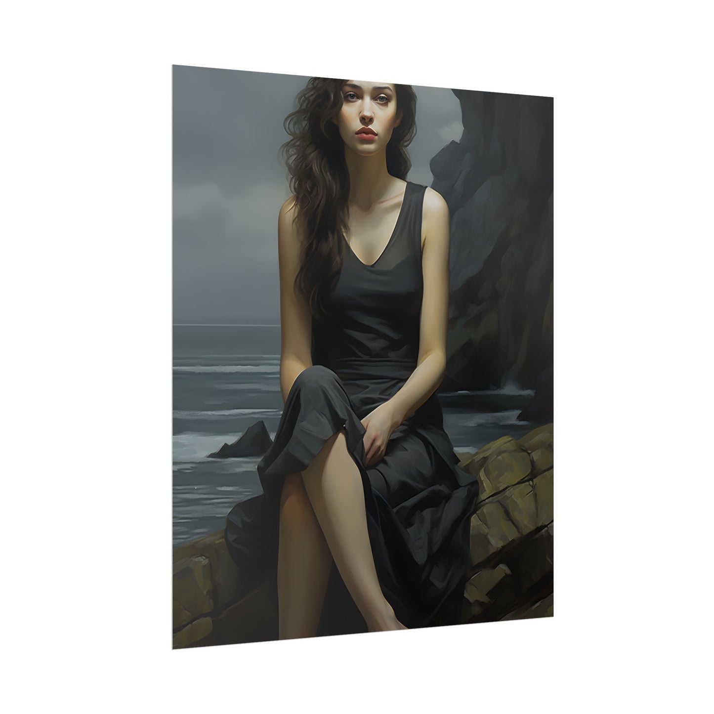 Serene Face with Glasses: Neutral Expression Art - Poster