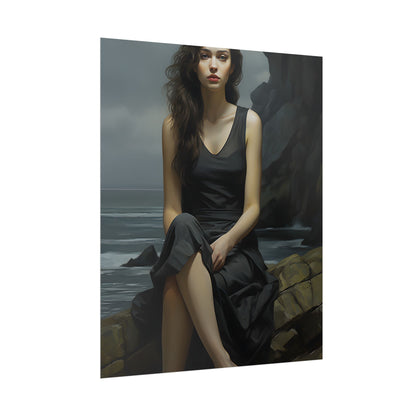 Serene Face with Glasses: Neutral Expression Art - Poster
