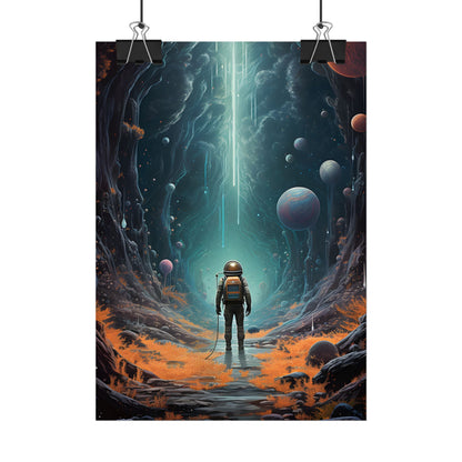 Futuristic Explorer: Sci-Fi Wilderness Encounter Digital Art - Poster