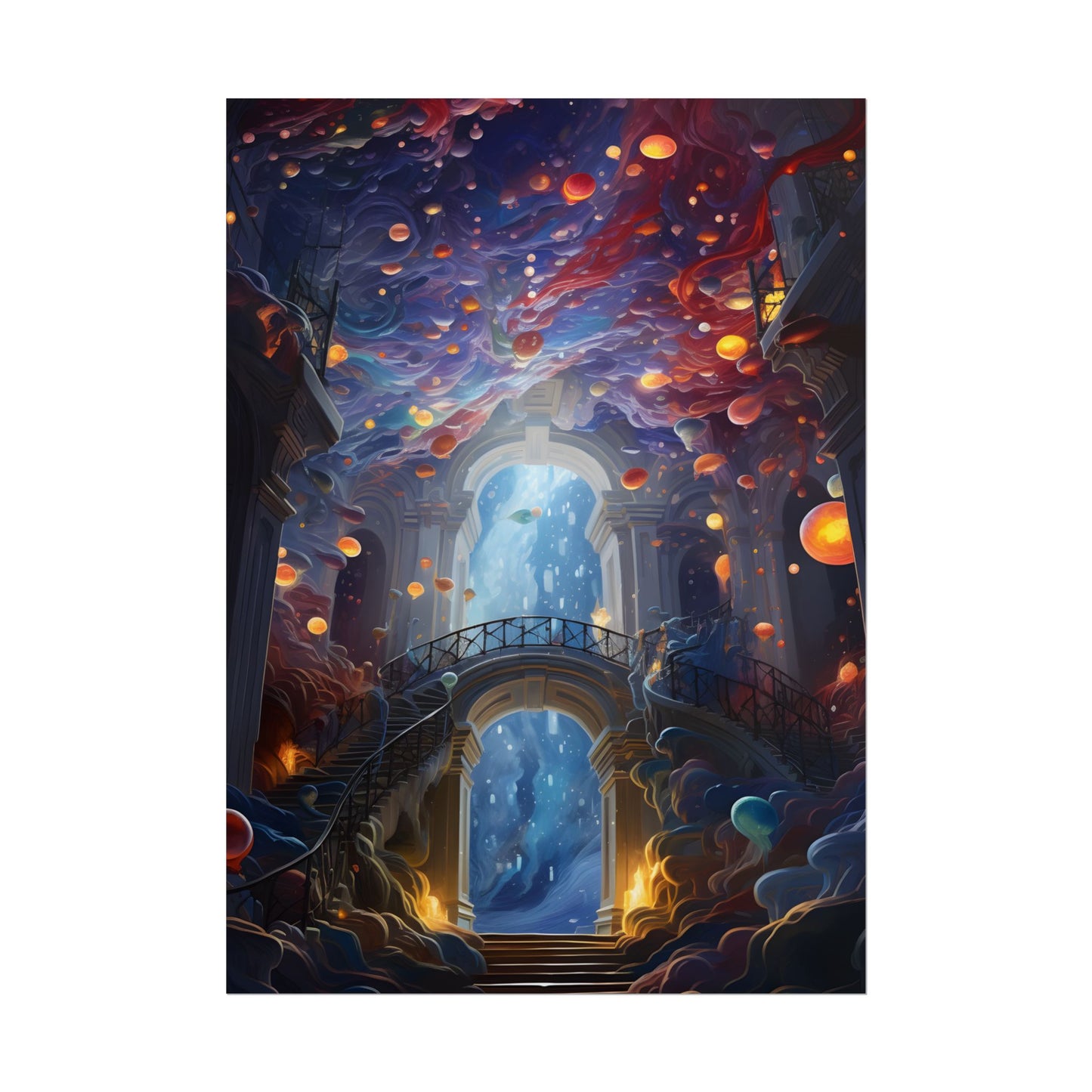 Celestial Art Gallery: Atmospheric Interior Space - Poster