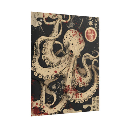 Stylized Japanese Octopus: Minimal Artwork - Poster
