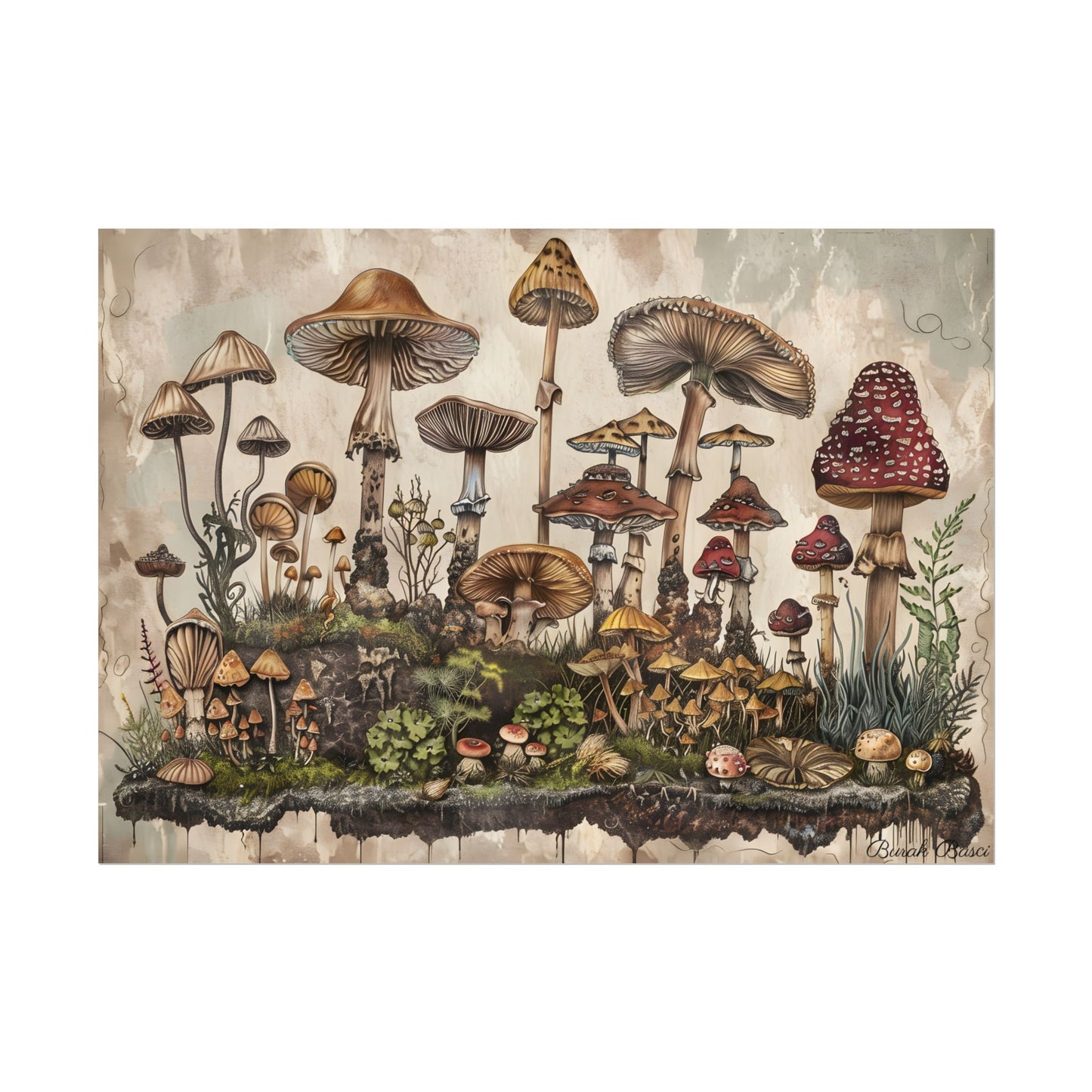 Vintage Mushroom Illustrations: A Collection of Unique Fungi - Poster