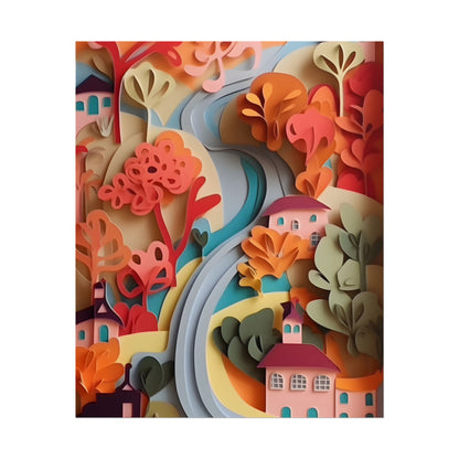Intricate European Landscape: Paper Quilling Artwork - Poster