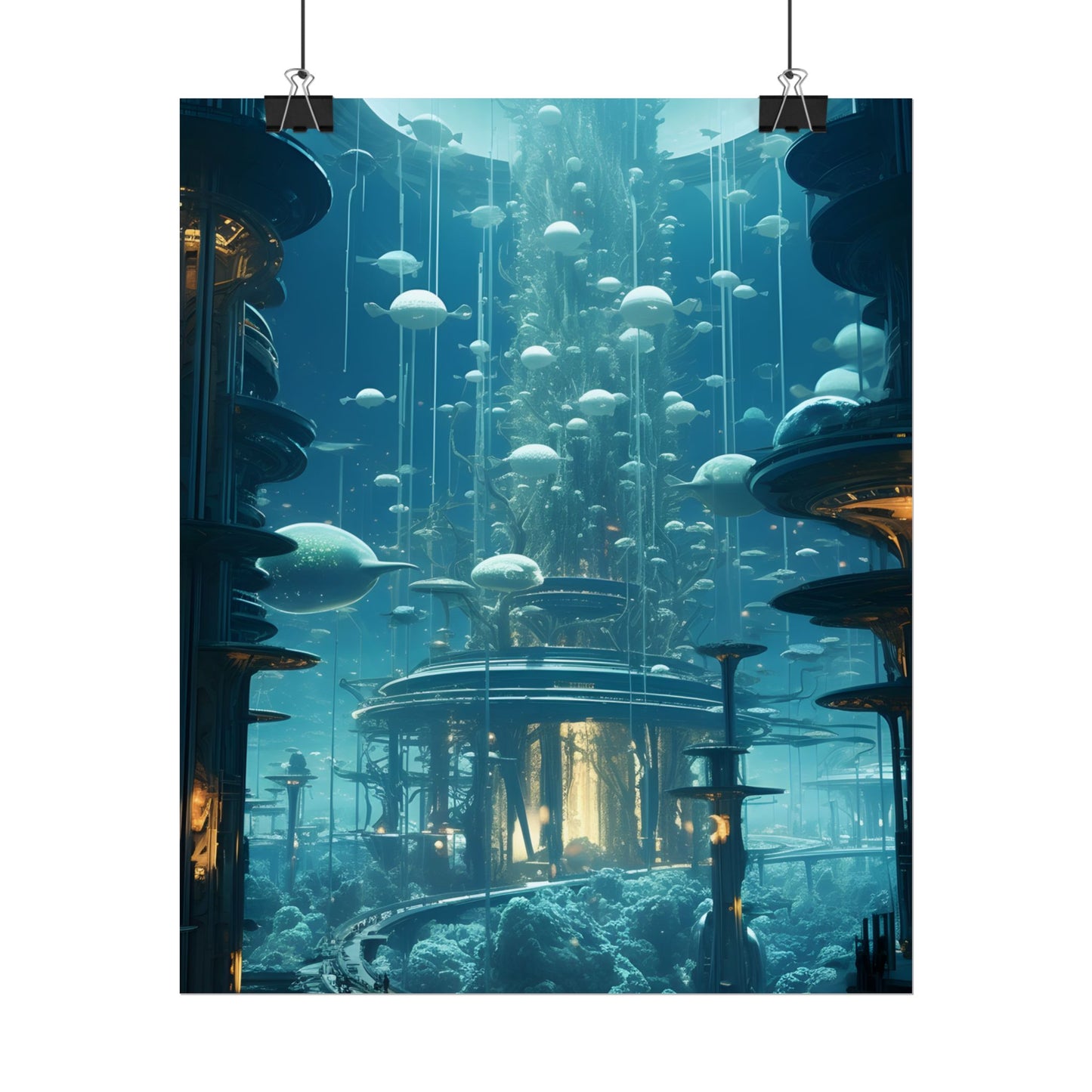 Underwater City of Tomorrow: Futuristic Urban Landscape Art - Poster