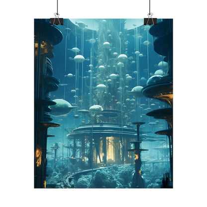 Underwater City of Tomorrow: Futuristic Urban Landscape Art - Poster