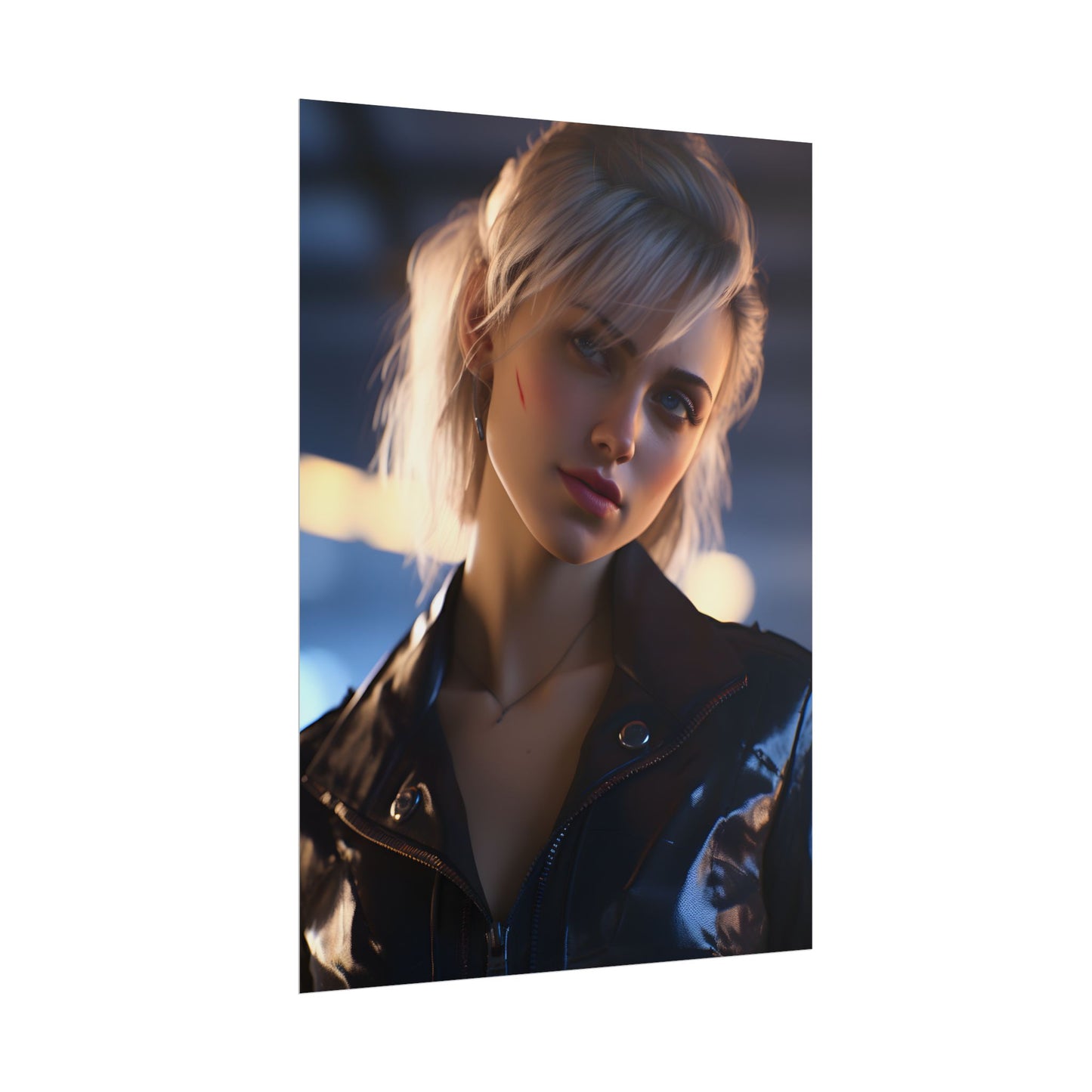 Cyberpunk Teenage Girl: Blonde Digital Art - Poster