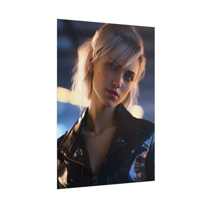 Cyberpunk Teenage Girl: Blonde Digital Art - Poster