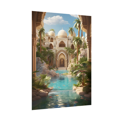Serene Desert Oasis: Arabian Nights-Inspired Artwork - Poster