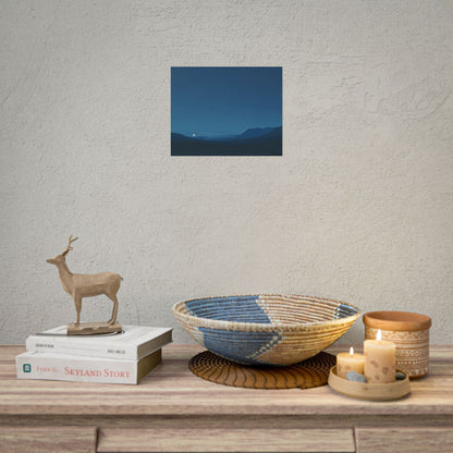 Minimalist Night Sky: Stars and Crescent Moon Art - Poster