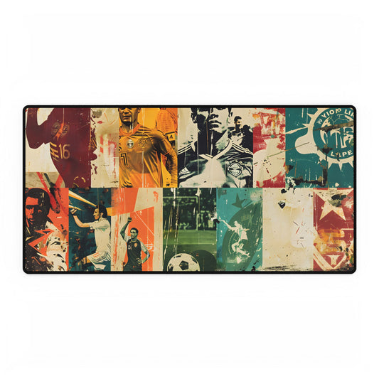 Vintage Soccer Posters: Retro Sports Art Collage - Desk Mat