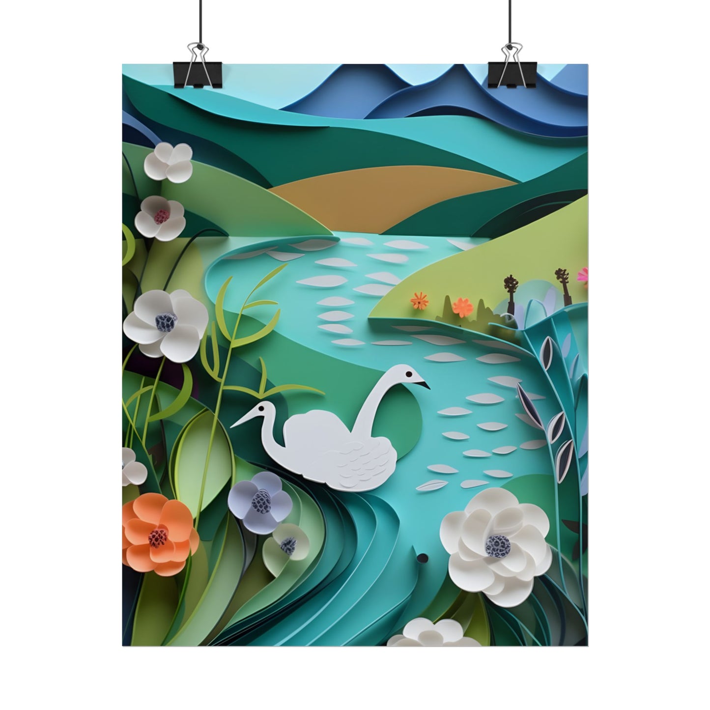 Vibrant Paper Quilling Island: A Beautiful Tropical Landscape - Poster