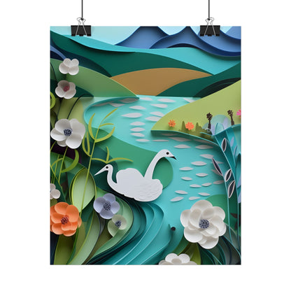 Vibrant Paper Quilling Island: A Beautiful Tropical Landscape - Poster