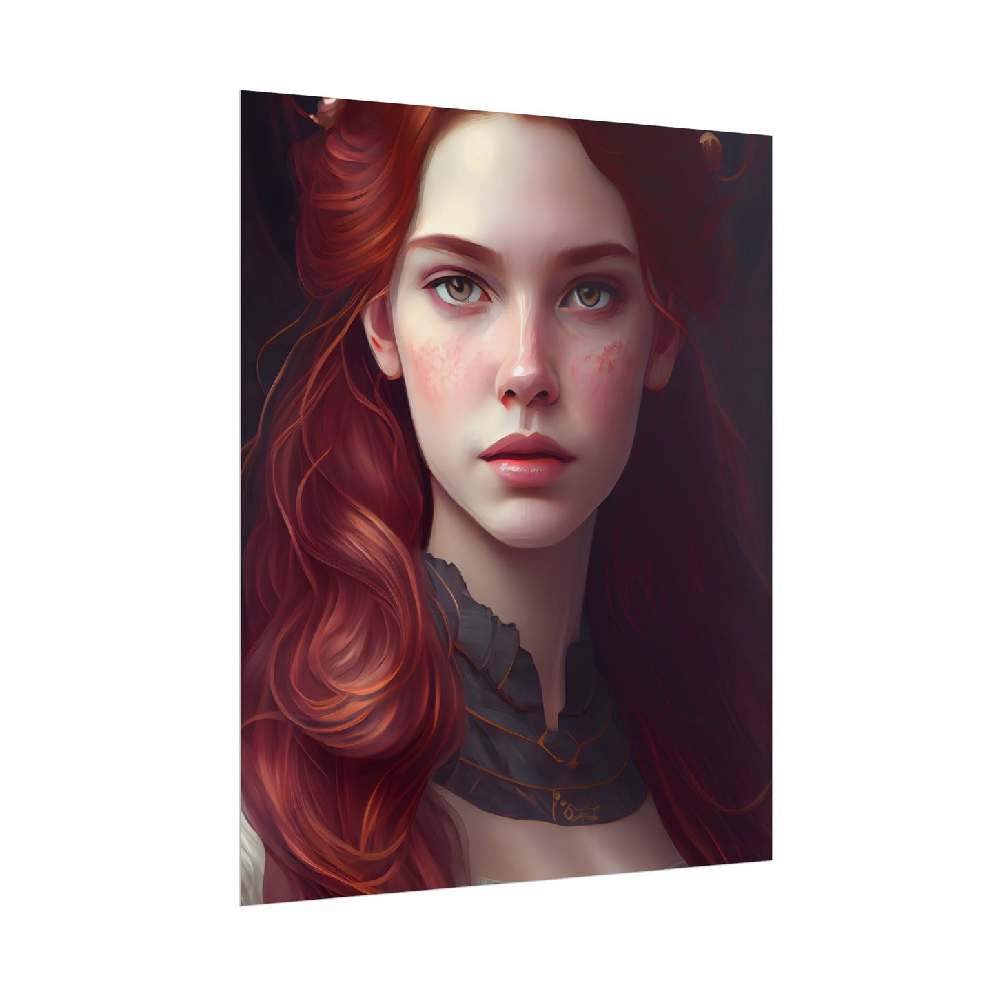 Beautiful Redhead Female Portrait: Classic Timeless Artwork - Poster