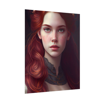 Beautiful Redhead Female Portrait: Classic Timeless Artwork - Poster