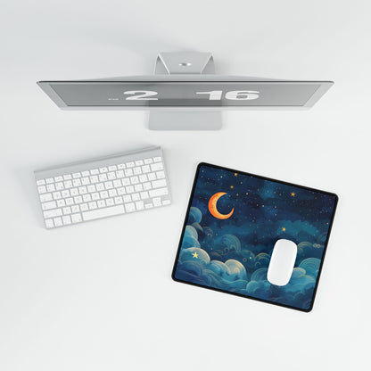 Whimsical Dreamy Night Sky: Small Town Illuminated by Pastel Stars - Desk Mat